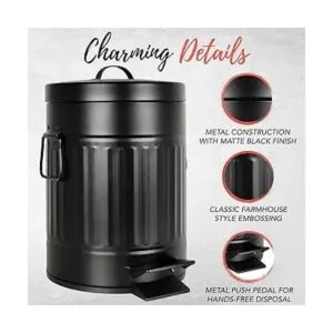 Autumn Alley Bote de basura negro para baño de granja con_3