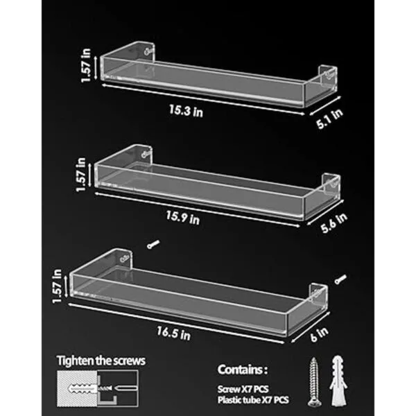 MaxGear Estantes de acrílico transparentes para pared_5