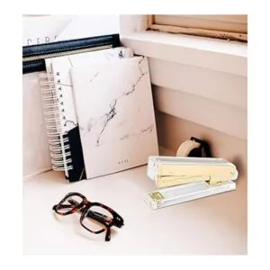 Juego de grapadoras acrílicas doradas para escritorio y_3