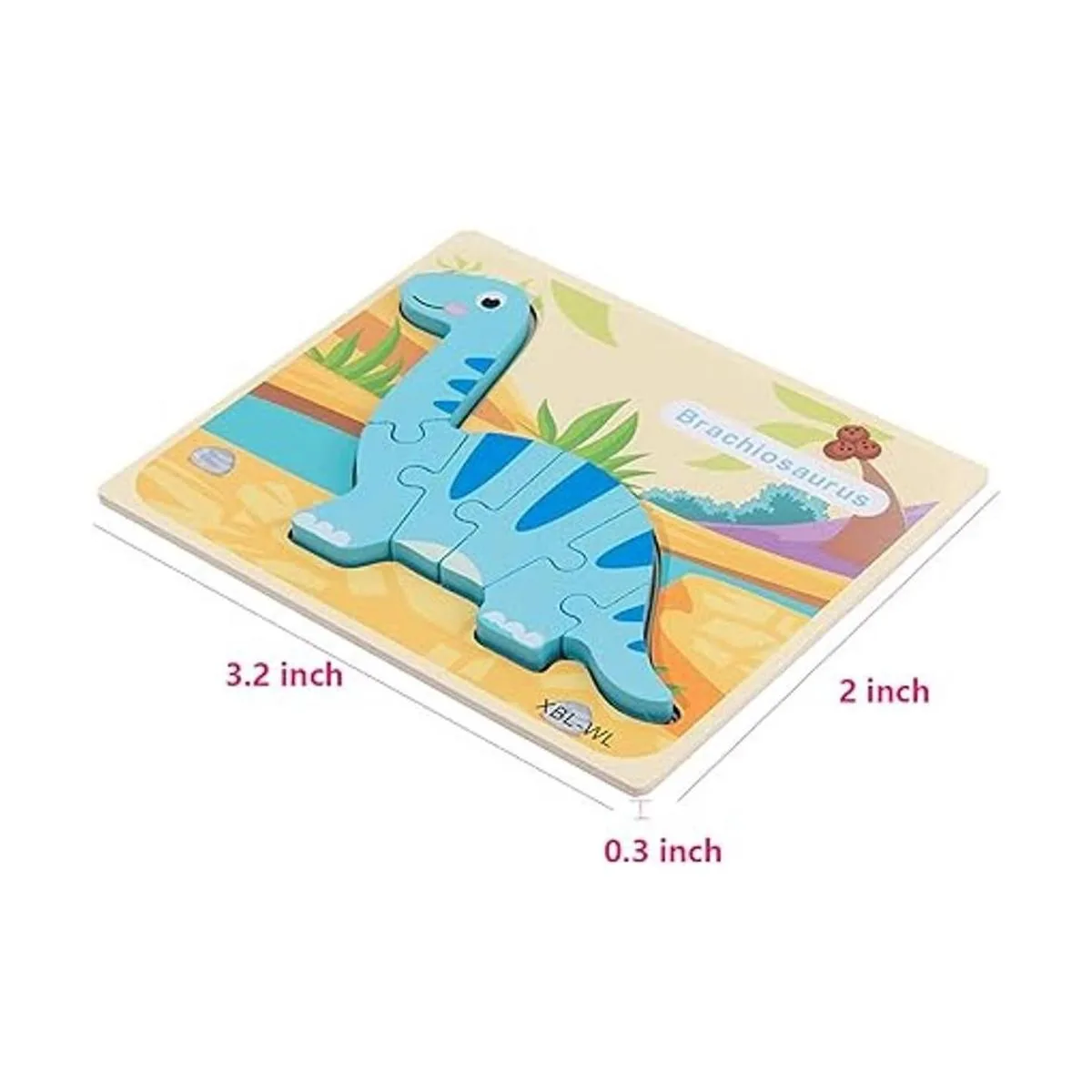 Juego de 6 rompecabezas de madera con diseño de dinosaurio_6