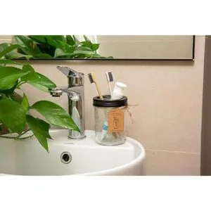 Plomkeest Tarro Mason de 16 onzas soporte para cepillo de_5