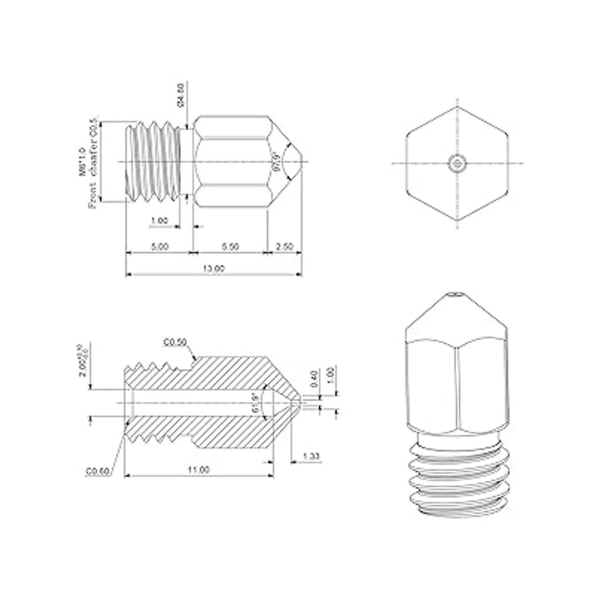 25 boquillas de 0.016 in Ender 3 MK8 3D para impresora_4