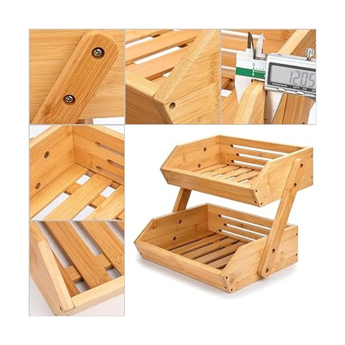 G.a HOMEFAVOR Cesta de frutas de bambú de 2 niveles para_5