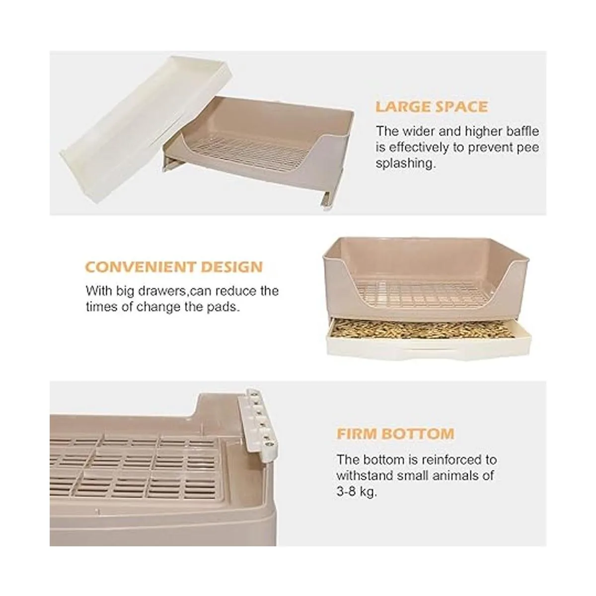 BWOGUE Caja de arena para conejos inodoro tamaño