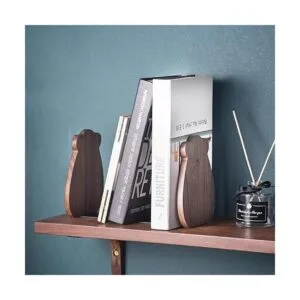 Muso Wood Sujetalibros para estantes extremos decorativos_4