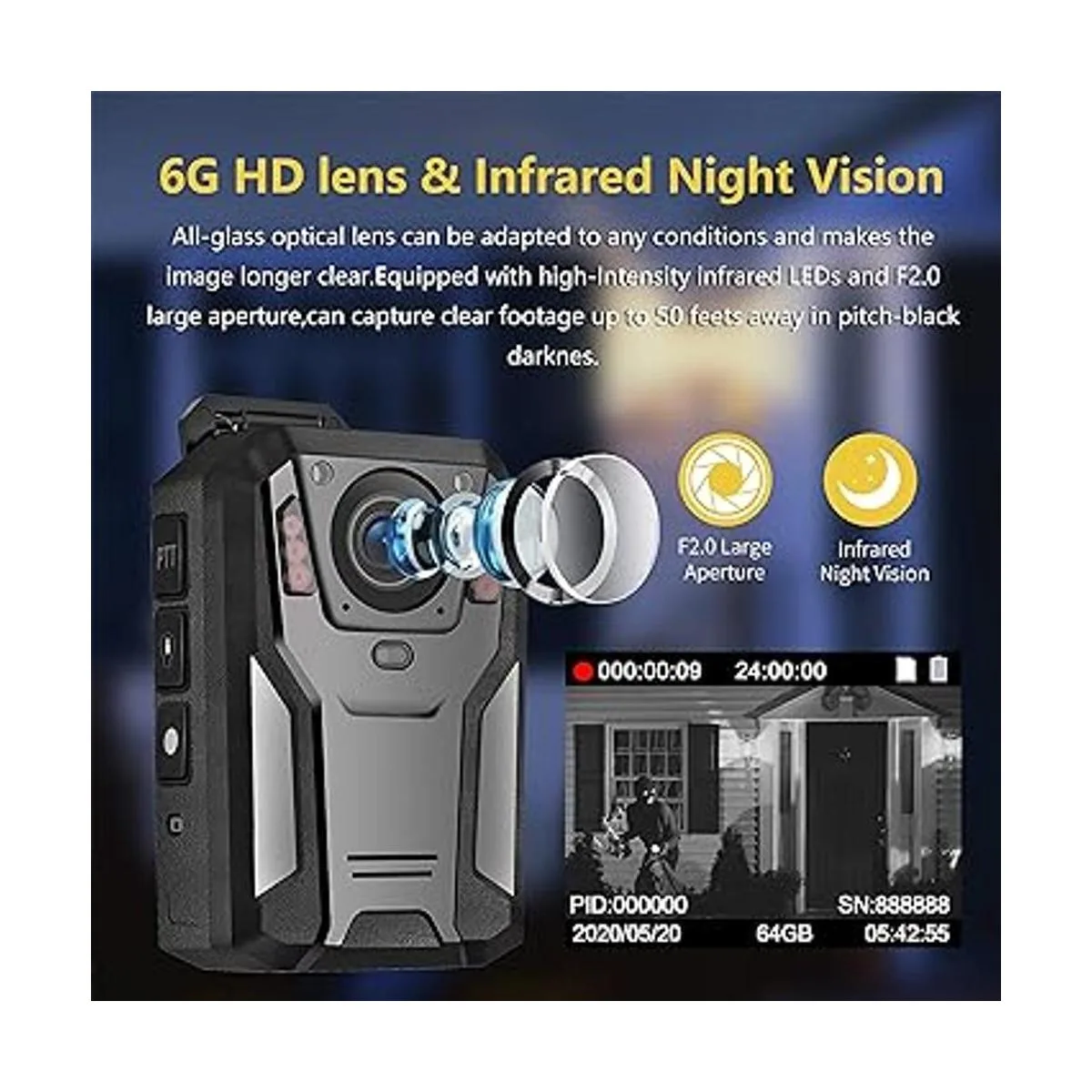 Aolbea Cámara de cuerpo de policía QHD de 1440P_5