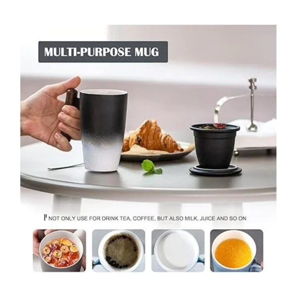 Tomotime Taza de té de cerámica con infusor y tapa asa_4