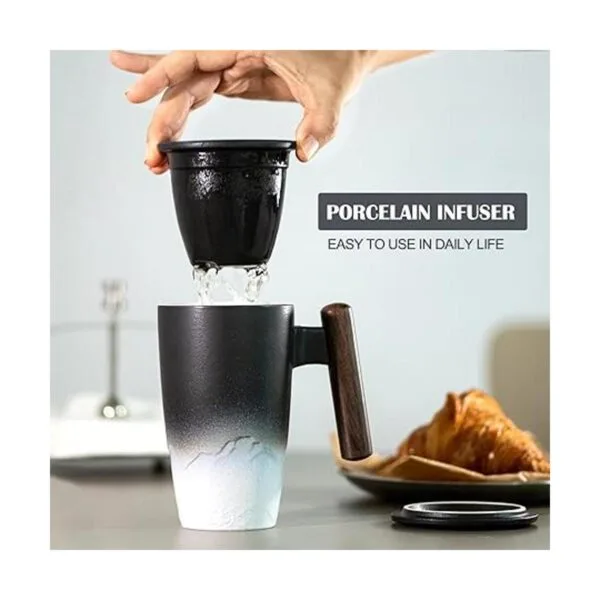 Tomotime Taza de té de cerámica con infusor y tapa asa_2