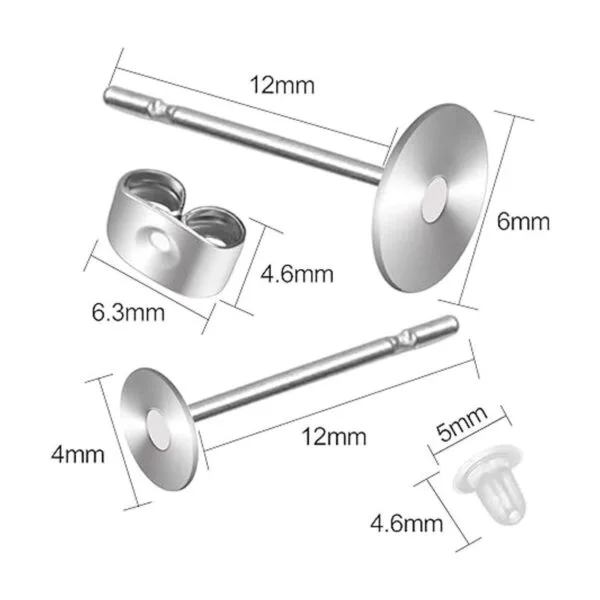 1200 postes para arete de acero inoxidable y respaldos con