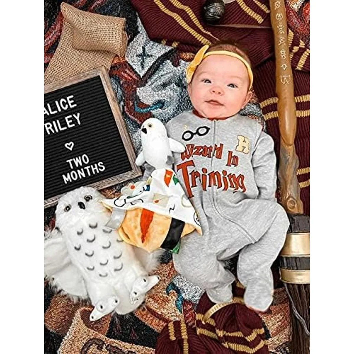 Baby Wizard Lovey Manta mágica con etiqueta de búho de_3