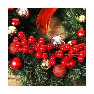 DR.DUDU Paquete de 24 tallos de bayas rojas de Navidad