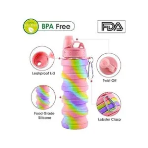 MAKERSLAND Botellas de agua plegables de arcoíris para_3