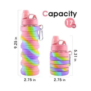 MAKERSLAND Botellas de agua plegables de arcoíris para_2