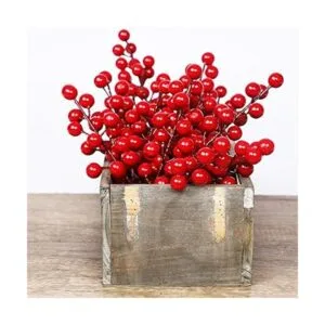 DR.DUDU Paquete de 24 tallos de bayas rojas de Navidad