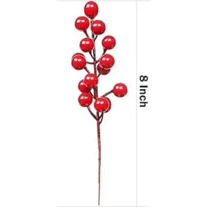 DR.DUDU Paquete de 24 tallos de bayas rojas de Navidad