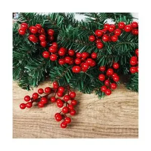 DR.DUDU Paquete de 24 tallos de bayas rojas de Navidad