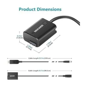 Neewer Adaptador de corriente CC para batería NPFW50 con_2