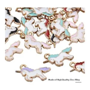 30 colgantes de unicornio esmaltados chapados en oro