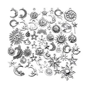 54 dijes colgantes celestiales de plata antigua con