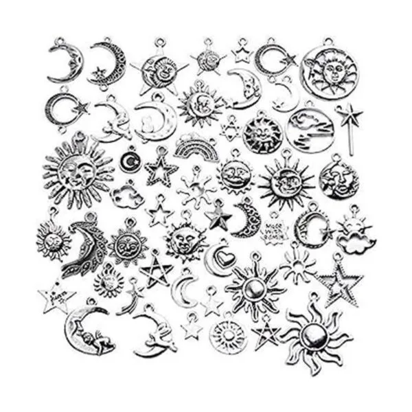 54 dijes colgantes celestiales de plata antigua con