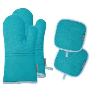 Juego de 4 guantes de horno y soportes para ollas guantes_1