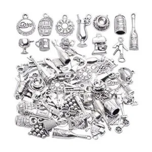 56pcs tibetano plata colgantes botella de vino abridor uva