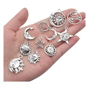 54 dijes colgantes celestiales de plata antigua con