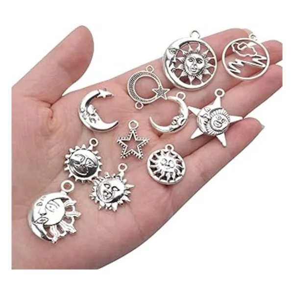 54 dijes colgantes celestiales de plata antigua con