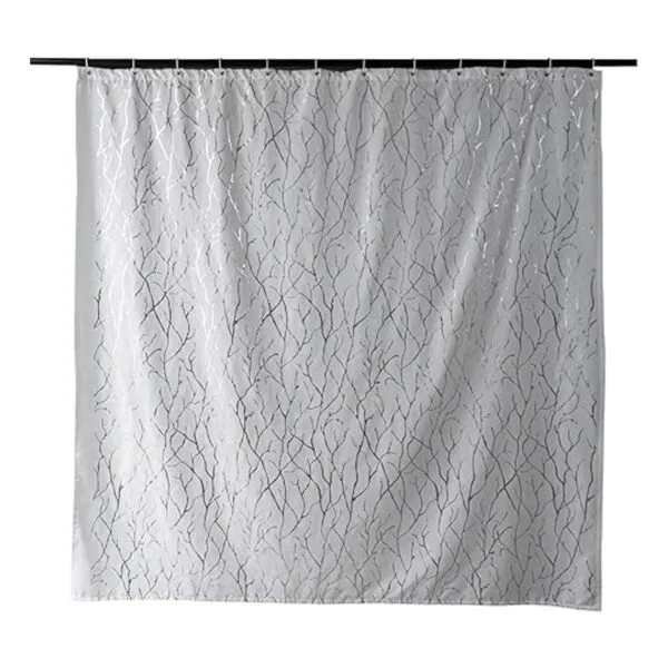 Juego de cortinas de ducha de rama color plateado