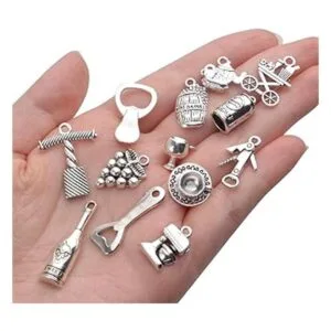 56pcs tibetano plata colgantes botella de vino abridor uva