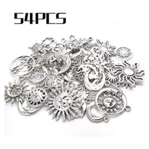 54 dijes colgantes celestiales de plata antigua con
