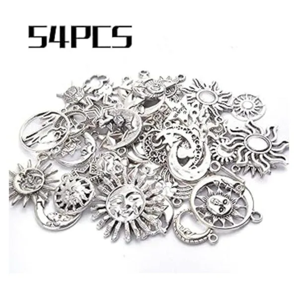 54 dijes colgantes celestiales de plata antigua con