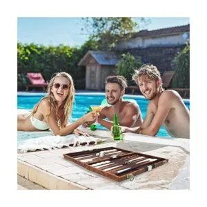 Sun Flair Backgammon Juego de cuero sintético de 15_3