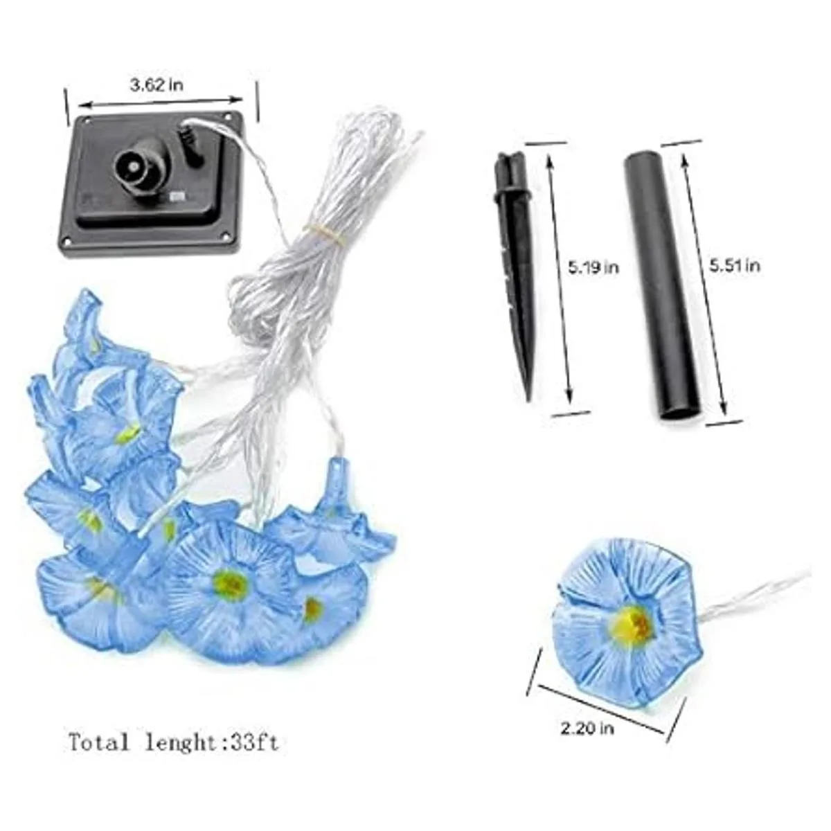 Ibdone Guirnalda de luces LED solares de 10 luces LED