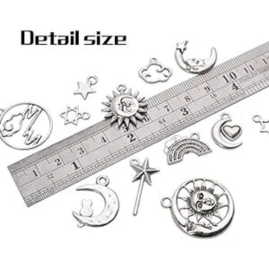 54 dijes colgantes celestiales de plata antigua con
