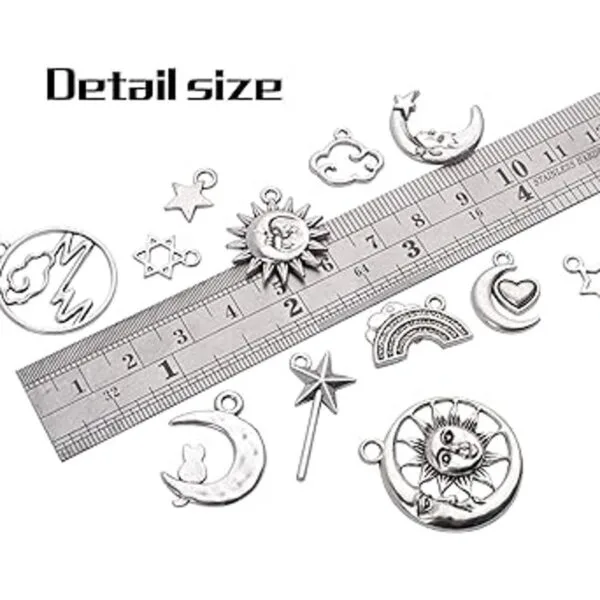 54 dijes colgantes celestiales de plata antigua con
