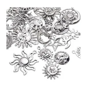 54 dijes colgantes celestiales de plata antigua con