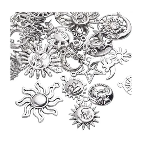 54 dijes colgantes celestiales de plata antigua con