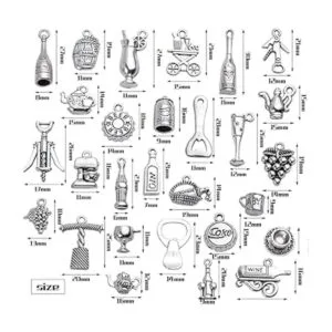 56pcs tibetano plata colgantes botella de vino abridor uva