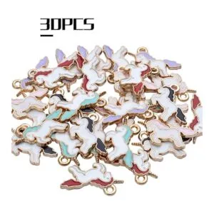 30 colgantes de unicornio esmaltados chapados en oro