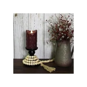 CVHOMEDECO. Guirnalda de cuentas de madera con borlas