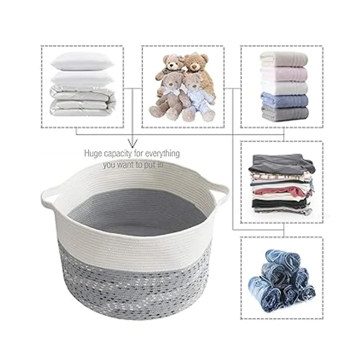 COMFYHOMI 2 cestas grandes de cuerda de algodón canasta_5