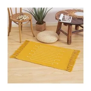 Alfombra bohemia geométrica tejida a mano de algodón para_2