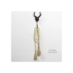 CVHOMEDECO. Guirnalda de cuentas de madera con borlas