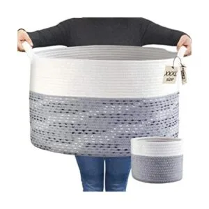 COMFYHOMI 2 cestas grandes de cuerda de algodón canasta_1
