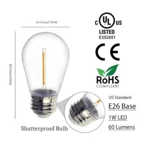 Jslinter S14 Tira de luces LED para exteriores de 1 W_2