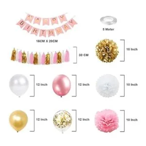 Decoración de cumpleaños rosa y dorado pancarta de feliz_3