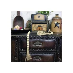 CVHOMEDECO. Guirnalda de cuentas de madera con borlas