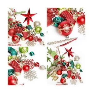 Juego de adornos para árbol de Navidad 132 piezas de_4