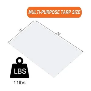 Thanaddo Lona resistente de 11 x 20 pies con 48 cuerdas